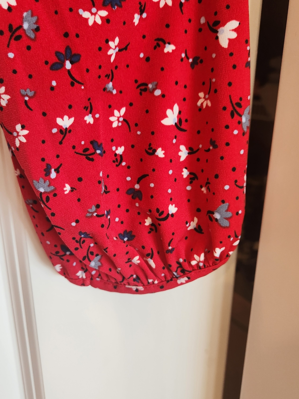 Banana Republic Red Long-Sleeve Floral Tie-Waist Dress Size L Cottagecore Flowy - Picture 7 of 12